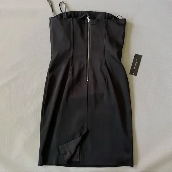 Ann Taylor NWT Grosgrain Satin Tuxedo Boning Panel Strapless Cocktail Dress Sz 4 - Picture 5 of 8
